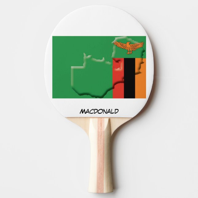 ZAMBIA FLAG & MAP Personalised Ping Pong Paddle (Front)