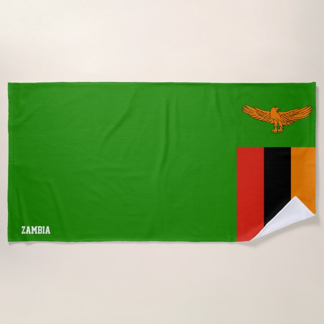 Zambia Flag Splendid Patriotic Beach Towel (Front)