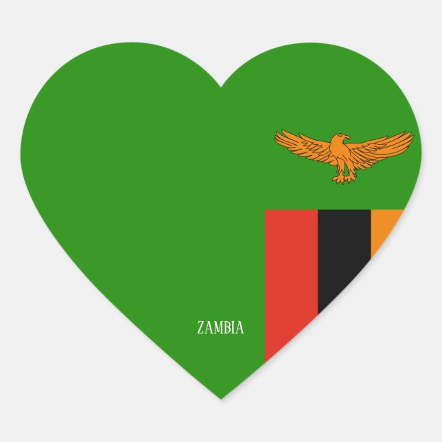 Zambia Flag Splendid Patriotic Heart Sticker (Front)