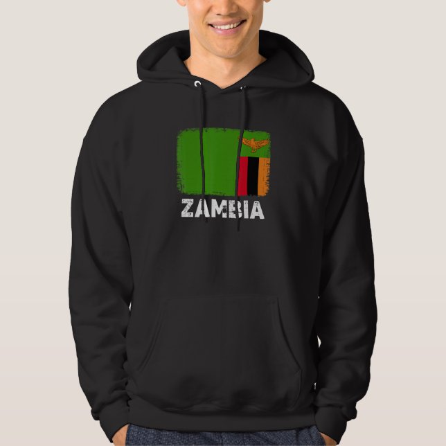 Zambia Flag   Support Zambian People Women Men   Hoodie (Front)
