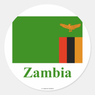 Zambia Flag with Name Classic Round Sticker