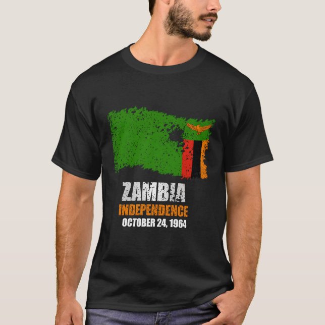 Zambia Flag Zambian Independence T-Shirt (Front)