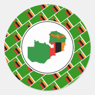 ZAMBIA FLAG Zambian Map Stylish Patriotic Classic Round Sticker