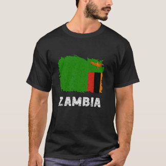 Zambia Flag Zambian Roots Vintage Zambian Pride He T-Shirt