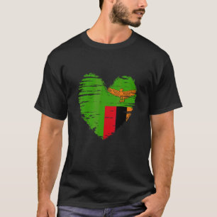 Zambia Heart Zambian Flag Zambian Pride T-Shirt