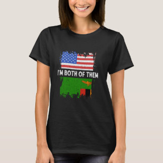 Zambia I'm Both Of Them Vintage USA America Zambia T-Shirt