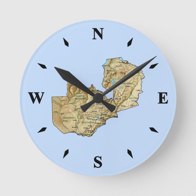 Zambia Map Clock (Front)