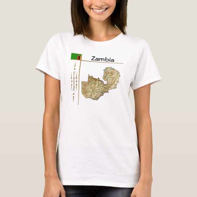 Zambia Map + Flag + Title T-Shirt (Front)