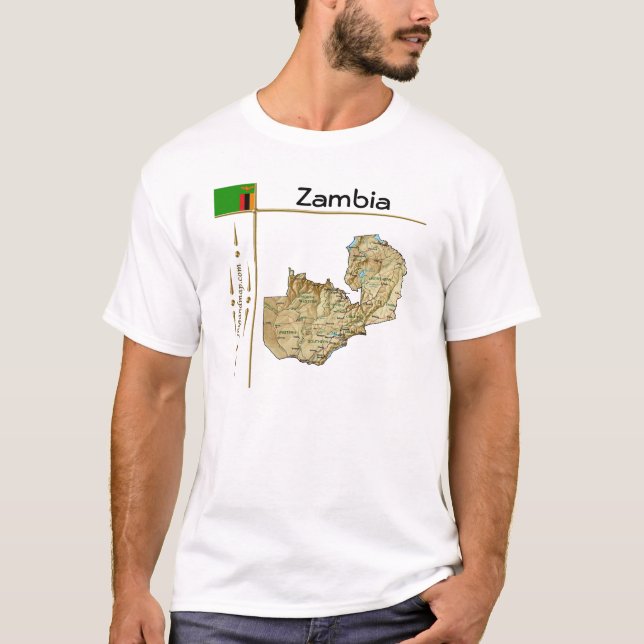 Zambia Map + Flag + Title T-Shirt (Front)