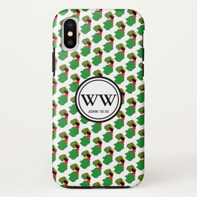ZAMBIA Monogram Abundant Life Scripture John 10:10 Case-Mate iPhone Case (Back)