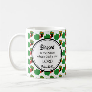 ZAMBIA Monogram Blessed Nation Christian Scripture Coffee Mug