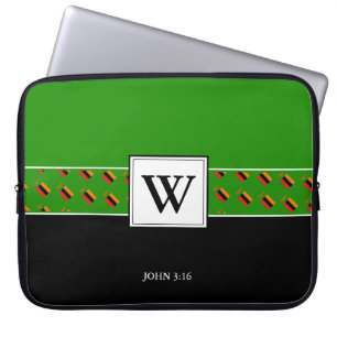 ZAMBIA Monogram Christian Bible GREEN Laptop Sleeve