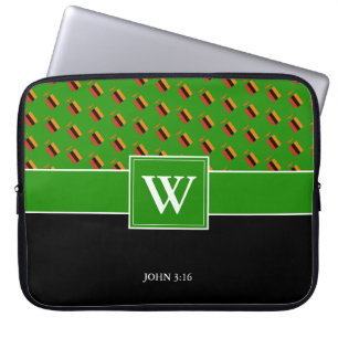 ZAMBIA Monogram Christian JOHN 3:16 GREEN Laptop Laptop Sleeve