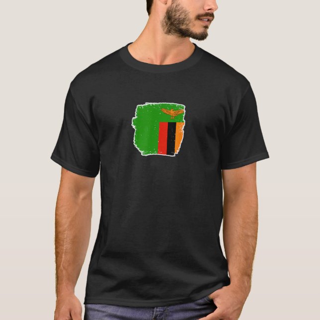 Zambia Proud Zambian Flag 2 T-Shirt (Front)