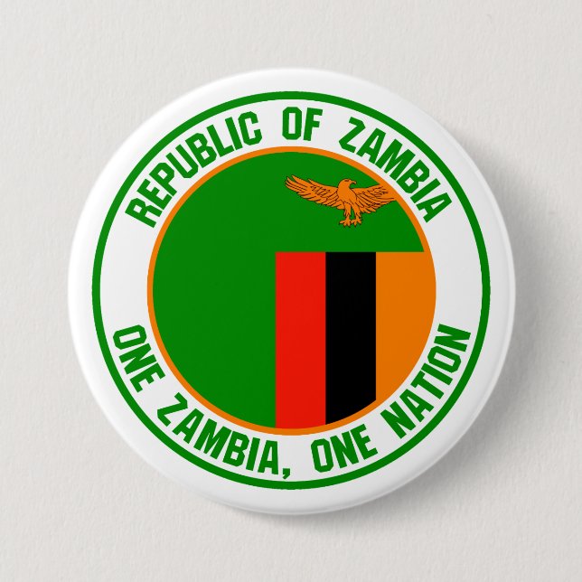 Zambia  Round Emblem 7.5 Cm Round Badge (Front)