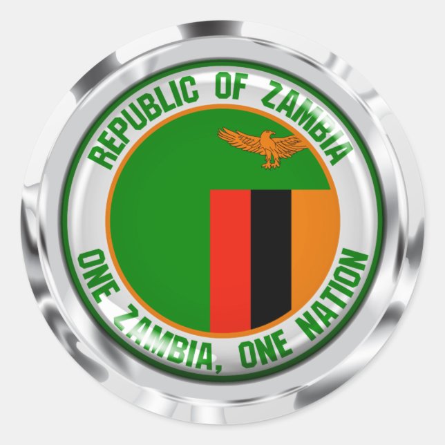 Zambia  Round Emblem Classic Round Sticker (Front)