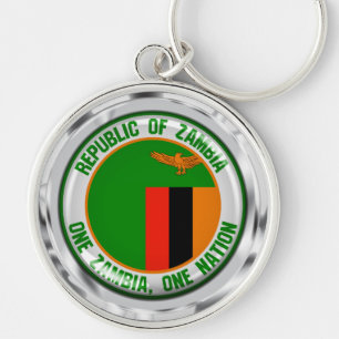 Zambia Round Emblem Key Ring
