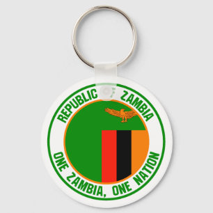 Zambia Round Emblem Key Ring