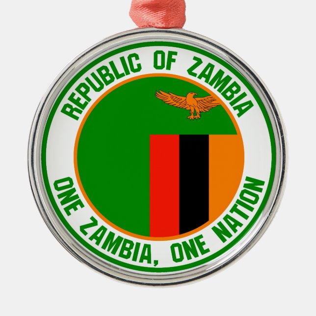 Zambia  Round Emblem Metal Tree Decoration (Front)