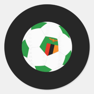 Zambia Soccer Byll Zambian Flag Jersey Pride Print Classic Round Sticker