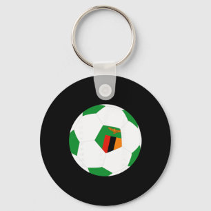 Zambia Soccer Byll Zambian Flag Jersey Pride Print Key Ring