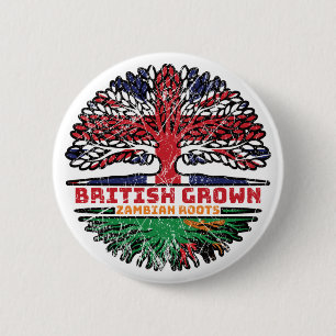 Zambia Zambian Uk United Kingdom British Tree 6 Cm Round Badge