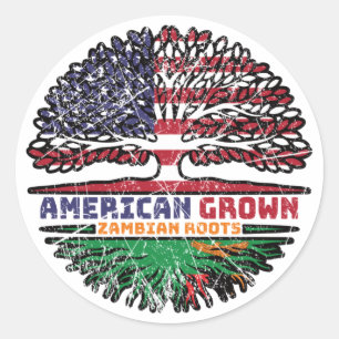 Zambia Zambian US American USA United States Tree Classic Round Sticker