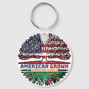 Zambia Zambian US American USA United States Tree Key Ring