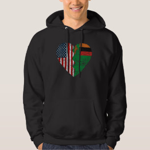 Zambian American Flags Heart United States Zambia  Hoodie