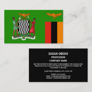 Zambian Flag & Coat of Arms, Flag of Zambia Business Card