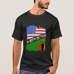 Zambian Flag Zambia I'm Both Of Them Vintage USA A T-Shirt