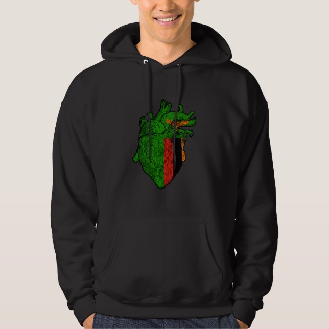 Zambian Flag Zambian Pride Zambia Heart Zambian Ro Hoodie (Front)