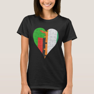 Zambian Ivorian Flag Heart T-Shirt