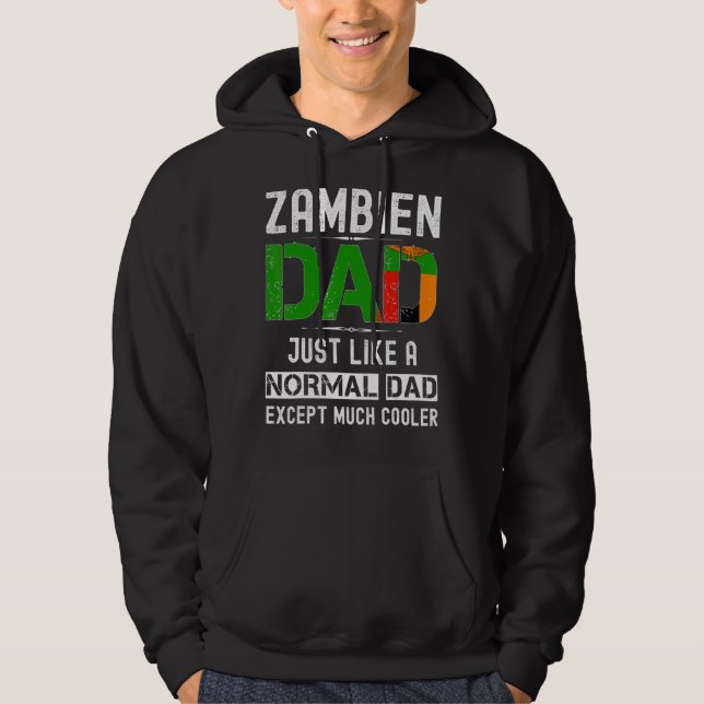 Zambien Dad Fathers Day Zambia Flag  Men Birthday Hoodie (Front)