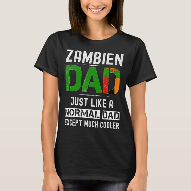 Zambien Dad Fathers Day Zambia Flag  Men Birthday T-Shirt (Front)