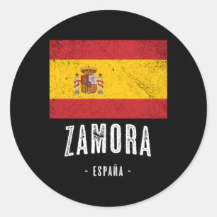 Zamora Spain Es Flag City Top Bandera Ropa Classic Round Sticker