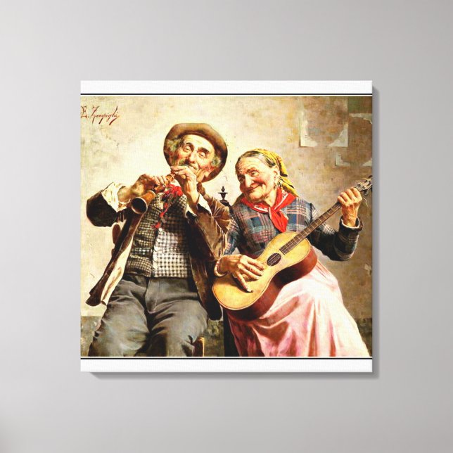 Zampighi - Sweet Music, vintage painting Canvas Print (Front)