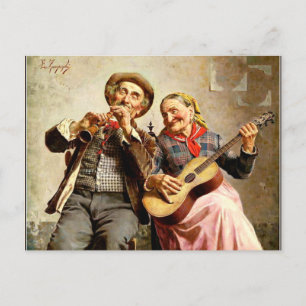 Zampighi - Sweet Music, vintage painting Postcard