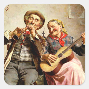 Zampighi - Sweet Music, vintage painting Square Sticker