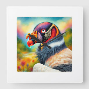 Zamuro Vulture 280824AREF127 - Watercolor Square Wall Clock