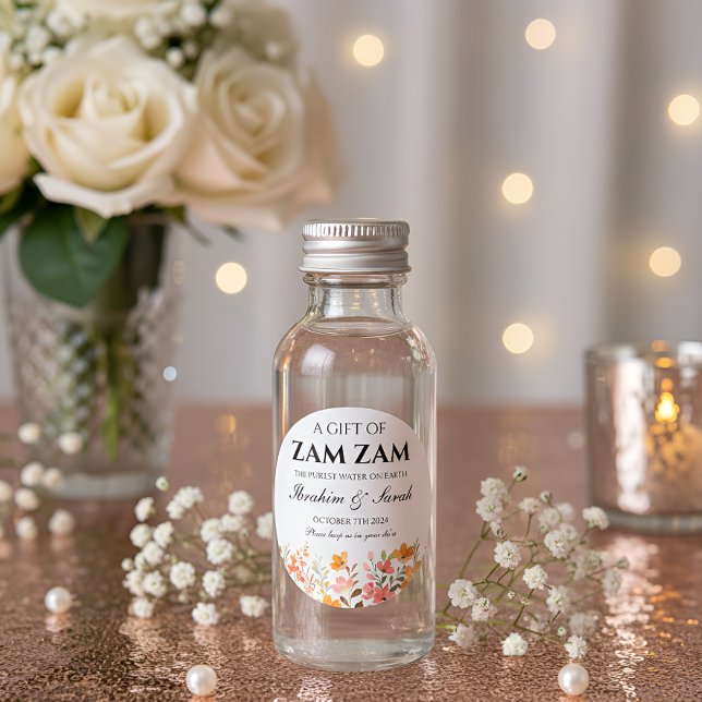 zamzam water nikah muslim wedding favour floral classic round sticker (Creator Uploaded)