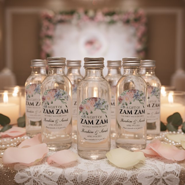 zamzam water nikah muslim wedding favour floral classic round sticker (Creator Uploaded)