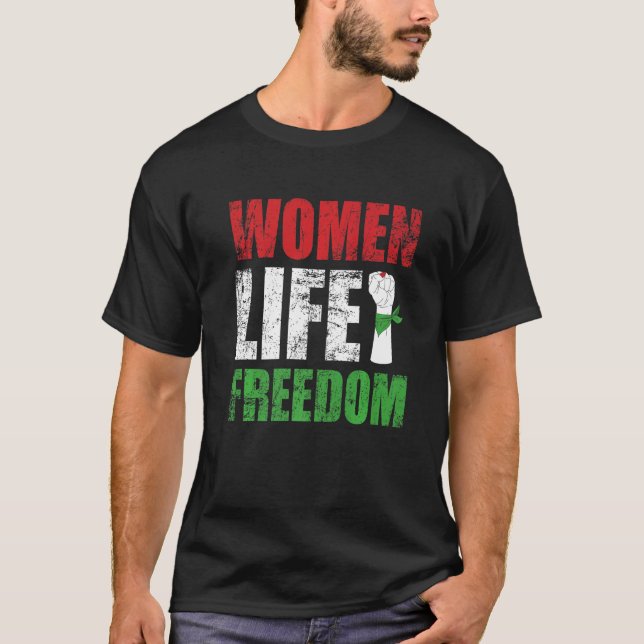 Zan Zendegi Azadi Persian Woman Life Freedom Hand  T-Shirt (Front)