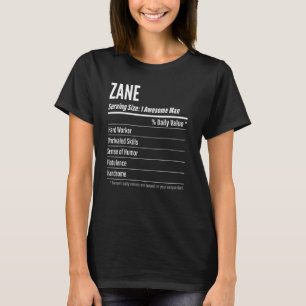 Zane Serving Size Nutrition Label Calories T-Shirt