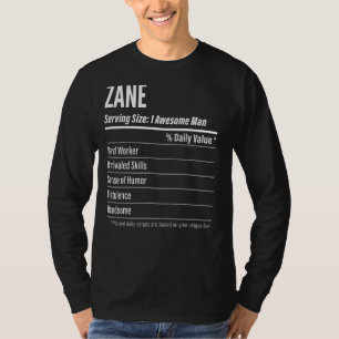 Zane Serving Size Nutrition Label Calories T-Shirt