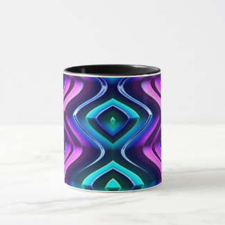 ~ Zany 3D Fractal ~ Purple Aqua Black ~ Mug