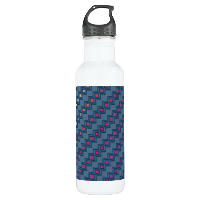 Zany abstract squares 710 ml water bottle (Front)