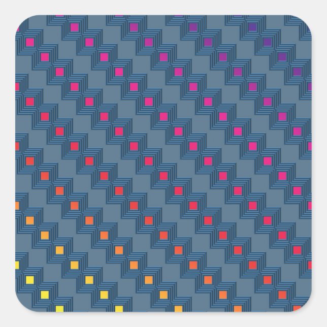 Zany abstract squares square sticker (Front)