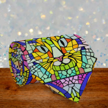 Zany Cat in Many Colours - Fun Mosaic on Cheerful