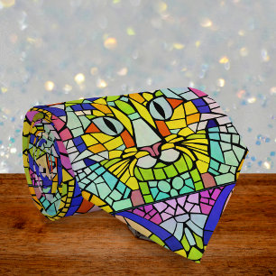 Zany Cat in Many Colours - Fun Mosaic on Cheerful Tie